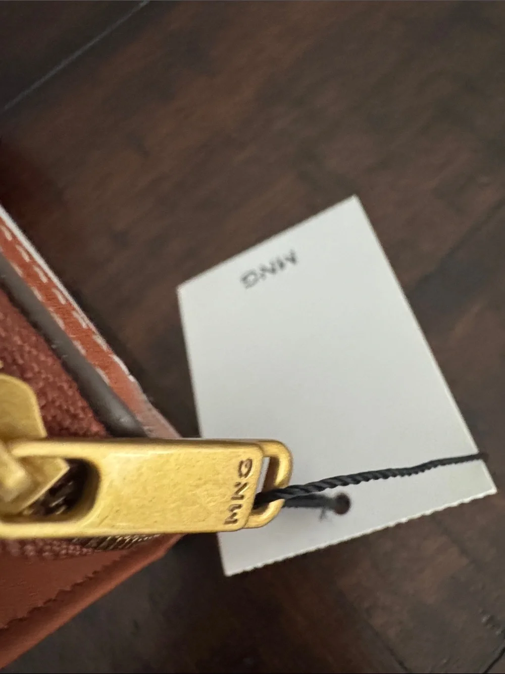Mango Brown Bi-Fold Zip Wallet with Gold Hardware